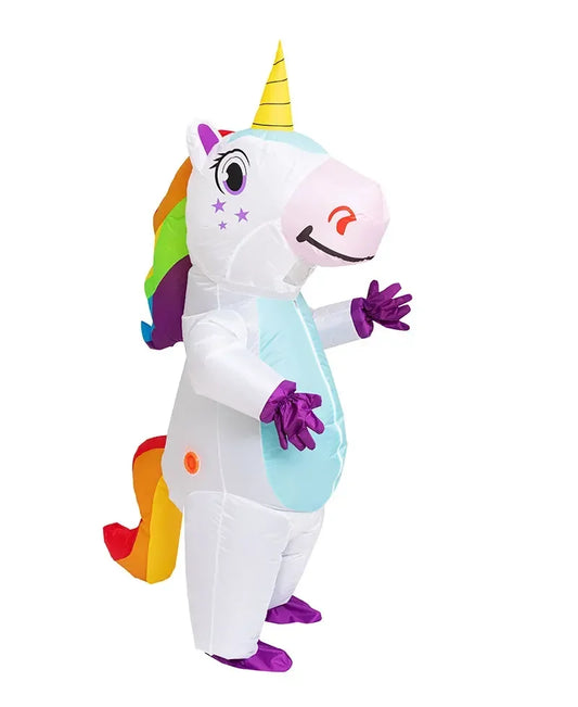 Disfraz inflable de unicornio para adultos, niños, arco iris, disfraces de Halloween para mujeres, hombres, mascotas de carnaval para adultos, cosplay de Navidad de Purim