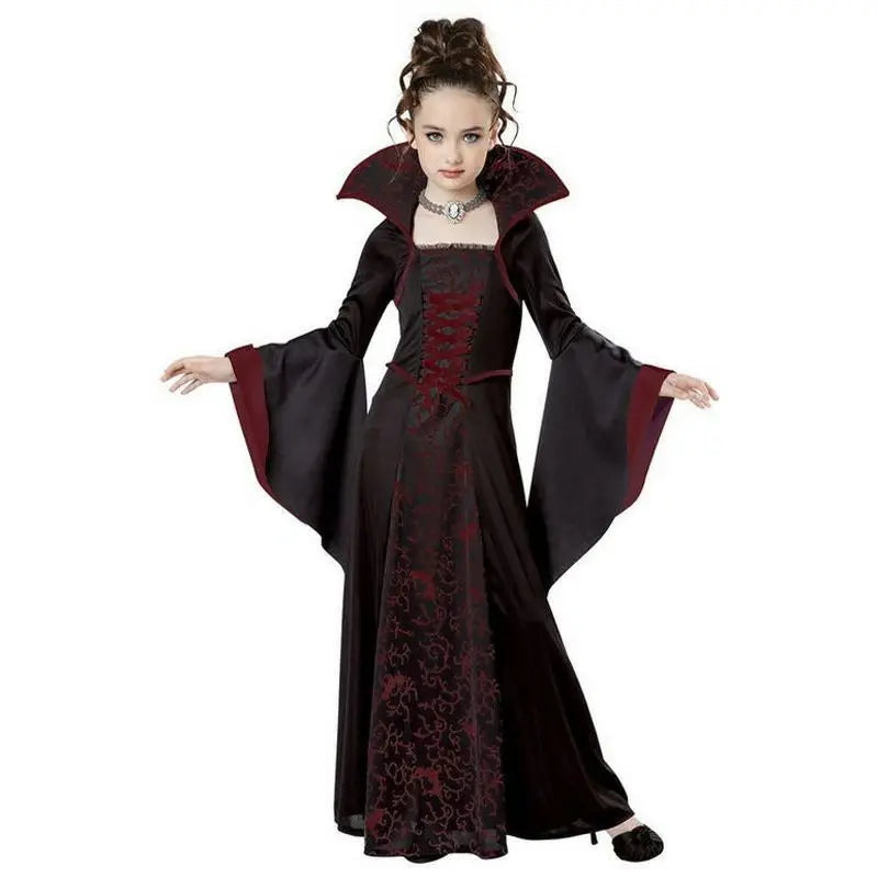 Disfraz de cosplay de vampiro de bruja negra de Halloween para niños y niñas, disfraz de carnaval