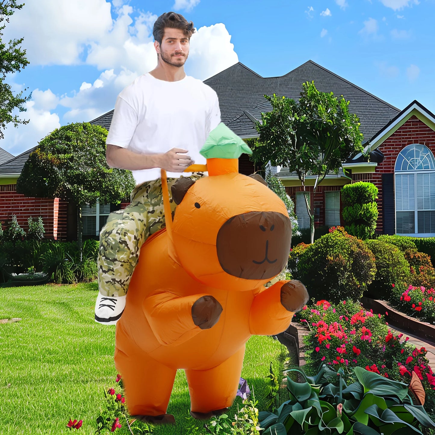Disfraz de capibara inflable para mujeres y hombres Cosplay Fiesta Paseo en Animal Inflable