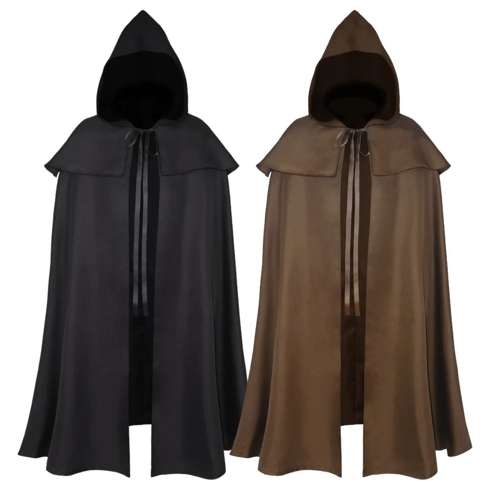 Hobbit medieval, capa de cosplay, disfraz abrigo con capucha para mujeres, abrigo de capa gótico vintage, trinchera larga, capa de mago de Halloween