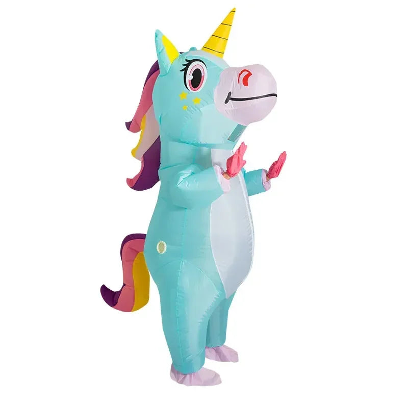 Disfraz inflable de unicornio para adultos, niños, arco iris, disfraces de Halloween para mujeres, hombres, mascotas de carnaval para adultos, cosplay de Navidad de Purim