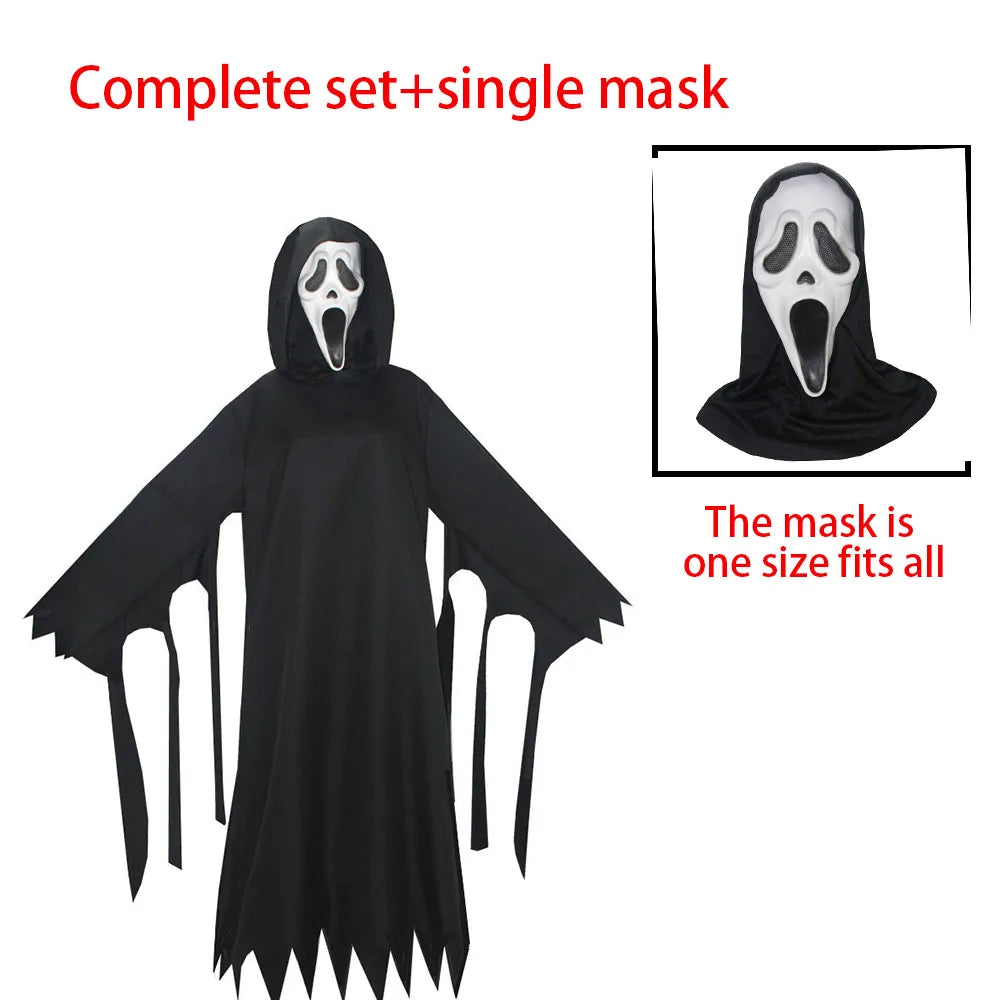 Ghost Scream Disfraz de Halloween de terror Mono de cosplay con máscara