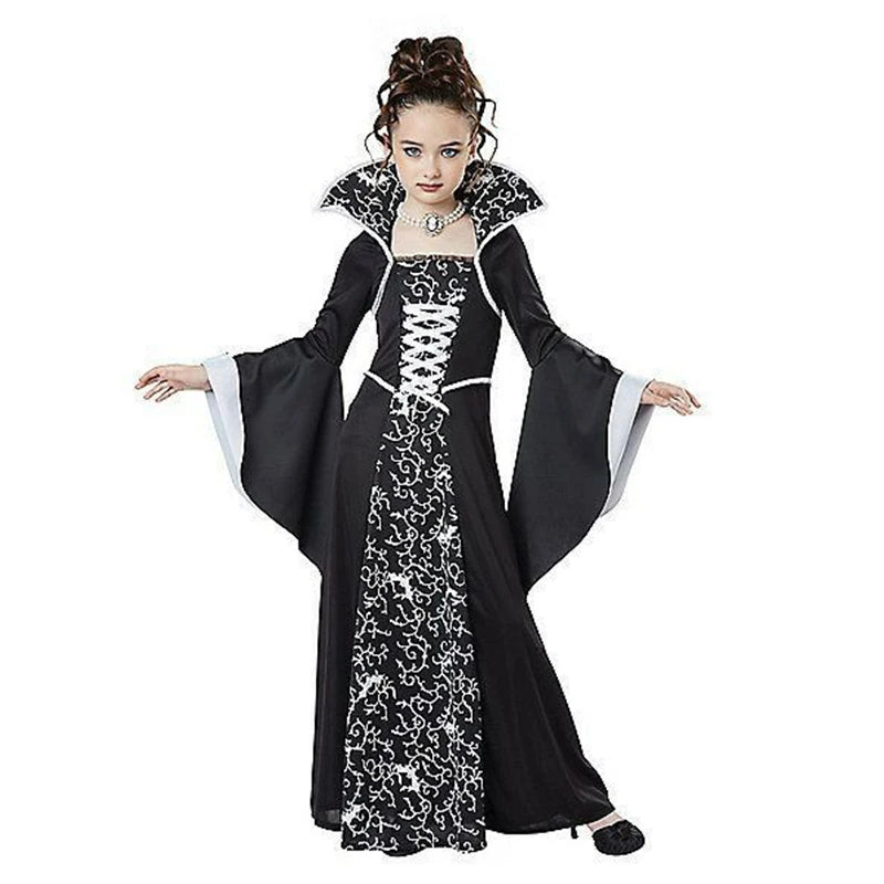 Disfraz de cosplay de vampiro de bruja negra de Halloween para niños y niñas, disfraz de carnaval