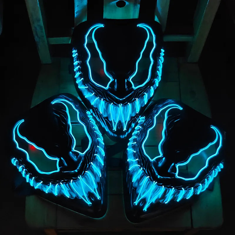 Máscara de Halloween Horror Veneno LED Máscara luminosa Cosplay