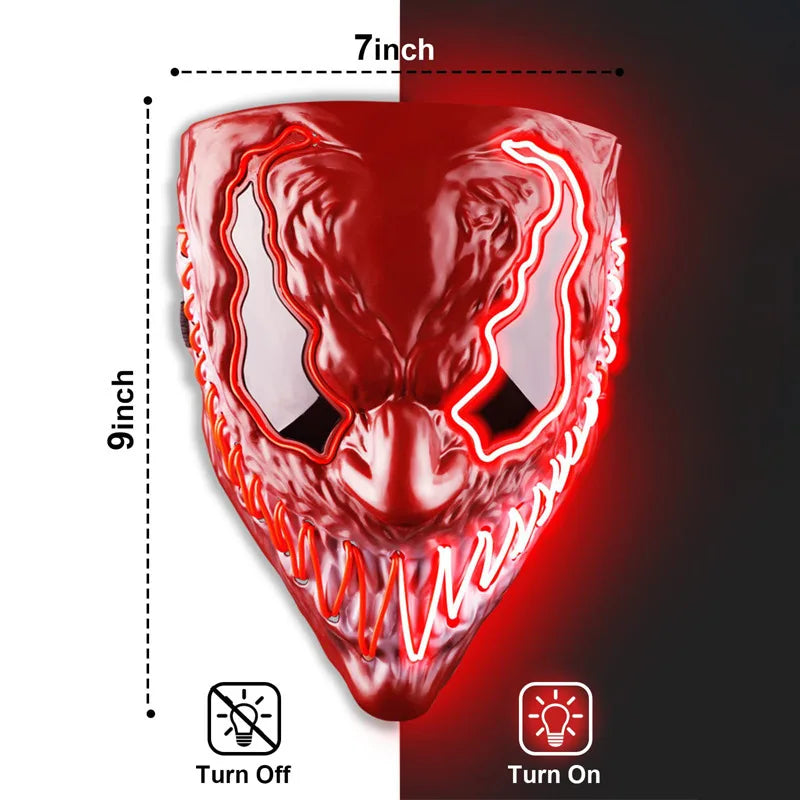Máscara de Halloween Horror Veneno LED Máscara luminosa Cosplay