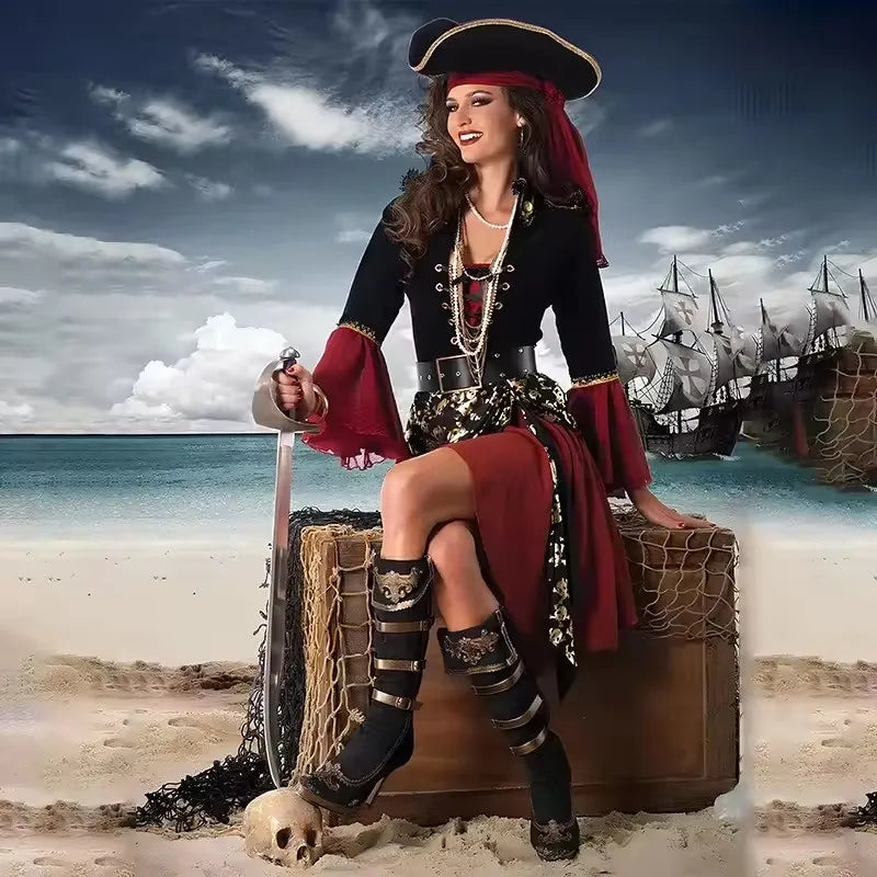 Disfraz de Capitán de Piratas del Caribe femenino de Purim Cosplay de Halloween