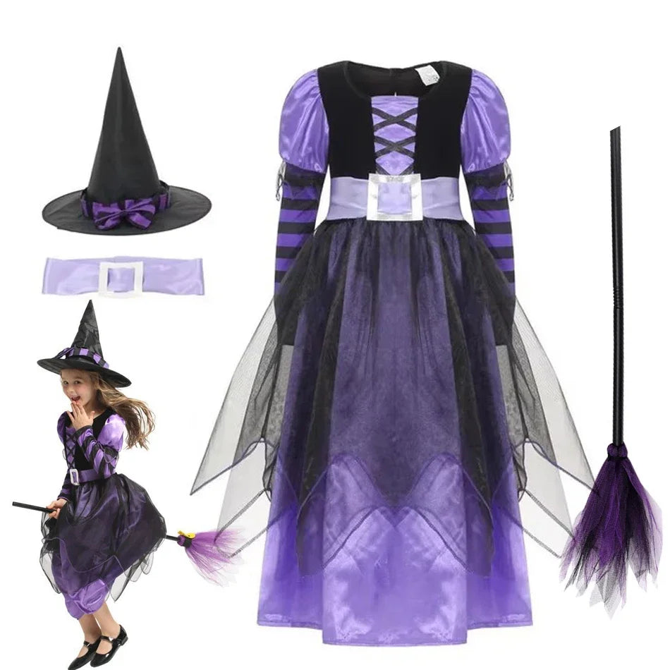 Disfraces de Halloween Vestido de bruja para niñas Niños Carnaval Vampirina Dress Up Cosplay Vampiro Calabaza Ropa de fiesta