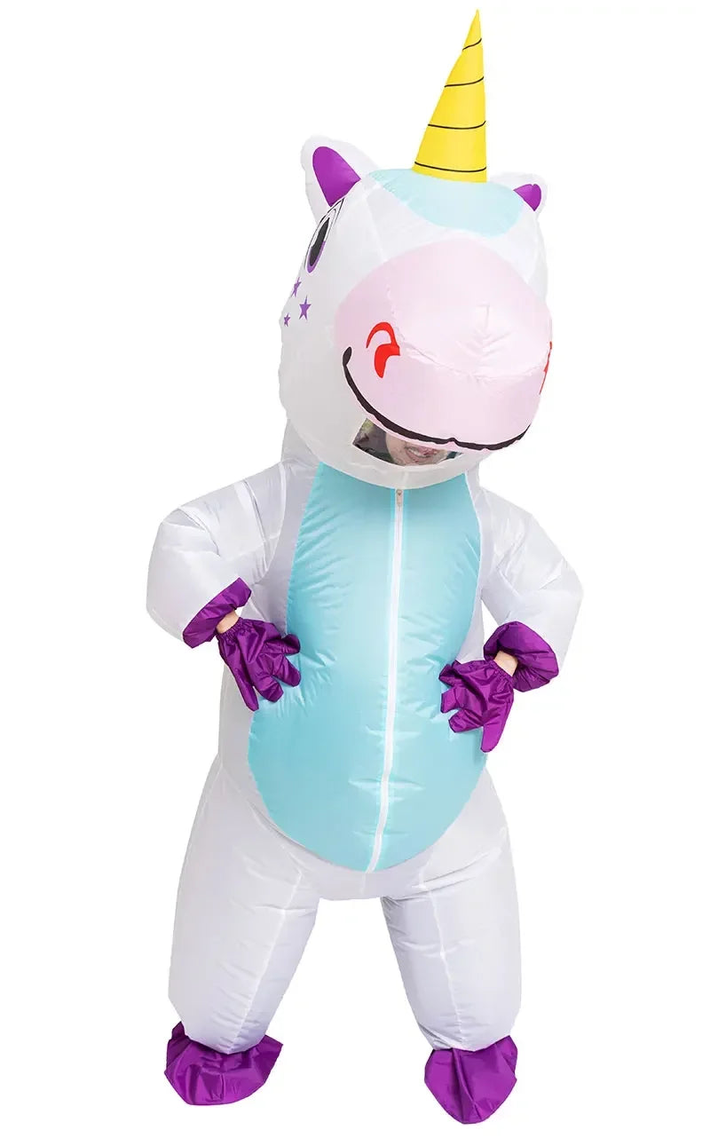 Disfraz inflable de unicornio para adultos, niños, arco iris, disfraces de Halloween para mujeres, hombres, mascotas de carnaval para adultos, cosplay de Navidad de Purim