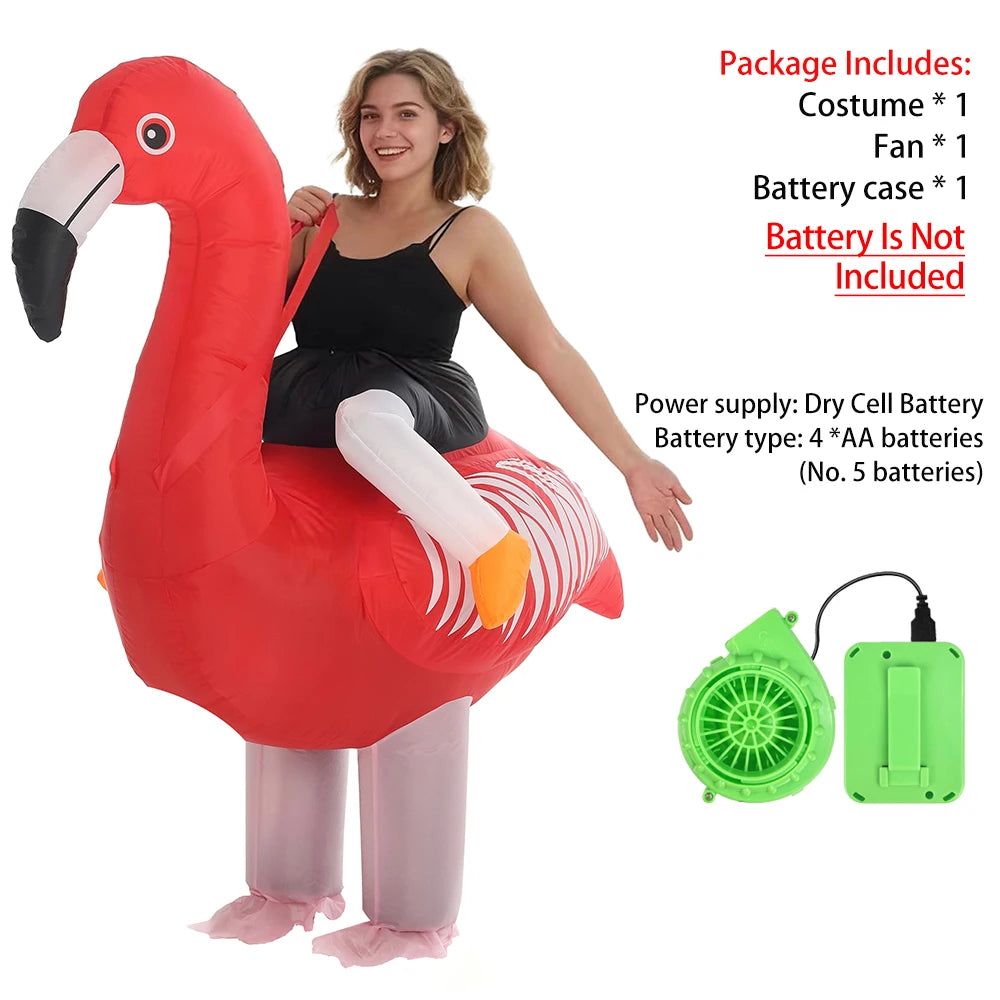 Disfraz de flamenco inflable para adultos, traje divertido de flamenco rosa para Navidad, cosplay, carnaval, ropa de fiesta de Halloween de lujo