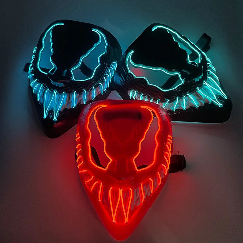 Máscara de Halloween Horror Veneno LED Máscara luminosa Cosplay