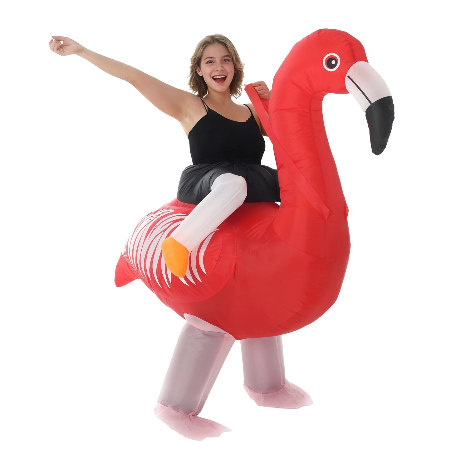 Disfraz de flamenco inflable para adultos, traje divertido de flamenco rosa para Navidad, cosplay, carnaval, ropa de fiesta de Halloween de lujo