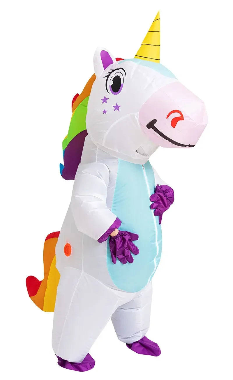 Disfraz inflable de unicornio para adultos, niños, arco iris, disfraces de Halloween para mujeres, hombres, mascotas de carnaval para adultos, cosplay de Navidad de Purim