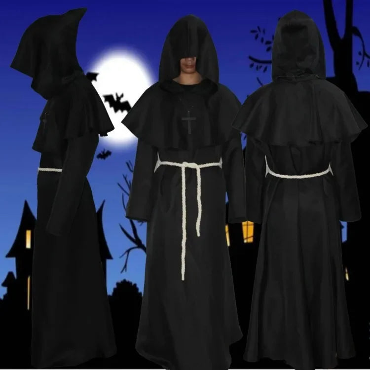 Caballero Medieval Con Capucha Monje Cosplay Disfraces de Mago Disfraces de Sacerdote Disfraces de Cosplay