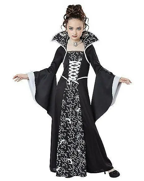 Disfraz de cosplay de vampiro de bruja negra de Halloween para niños y niñas, disfraz de carnaval