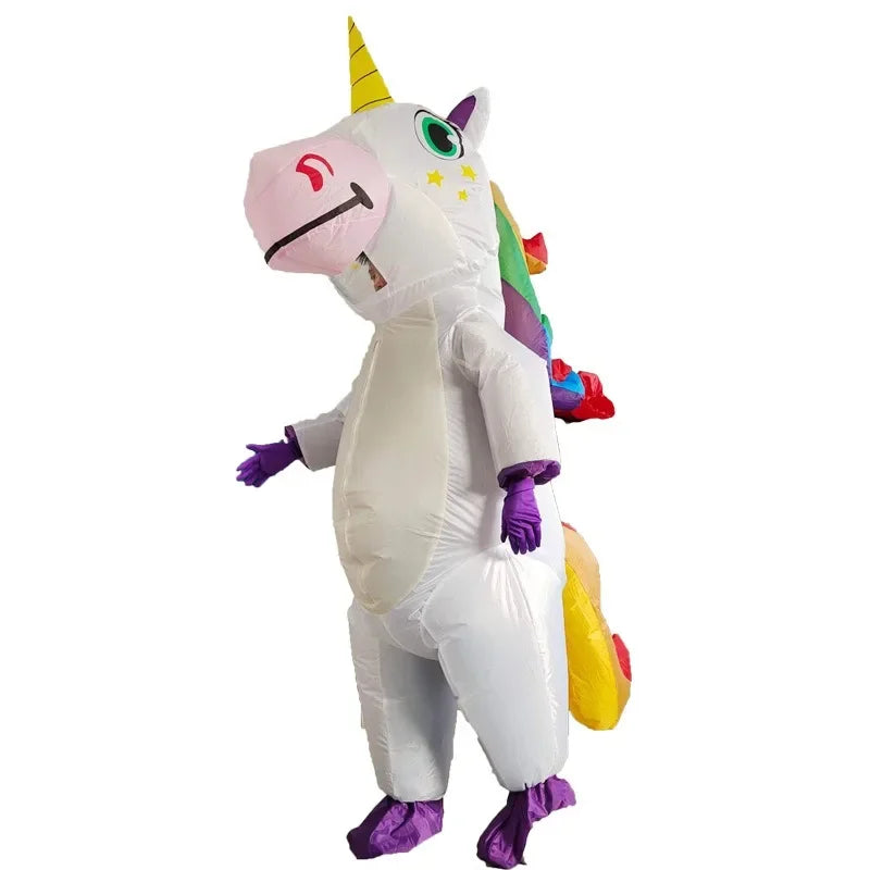 Disfraz inflable de unicornio para adultos, niños, arco iris, disfraces de Halloween para mujeres, hombres, mascotas de carnaval para adultos, cosplay de Navidad de Purim
