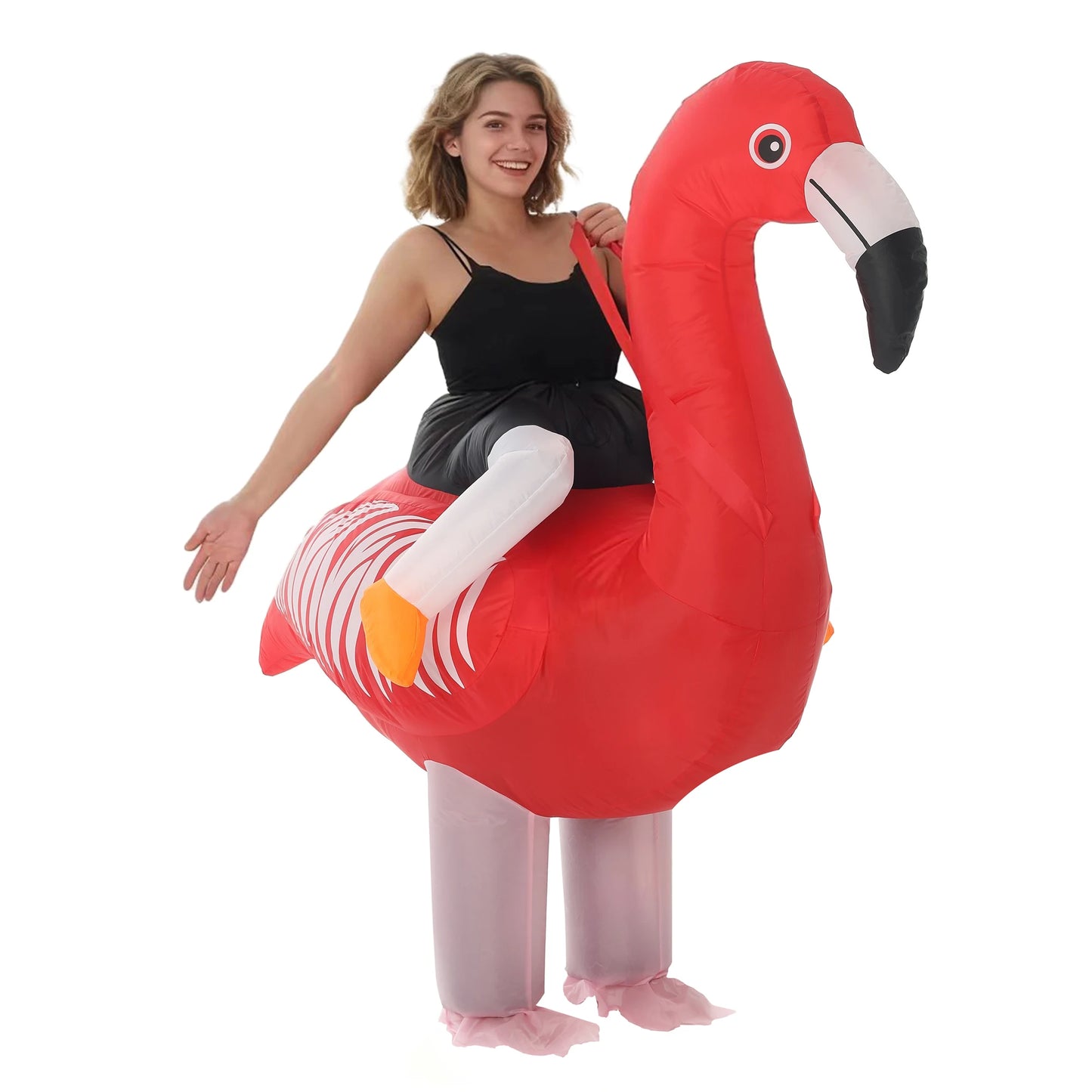 Disfraz de flamenco inflable para adultos, traje divertido de flamenco rosa para Navidad, cosplay, carnaval, ropa de fiesta de Halloween de lujo