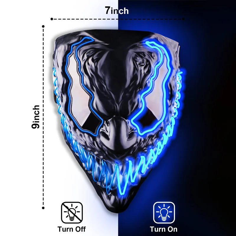 Máscara de Halloween Horror Veneno LED Máscara luminosa Cosplay
