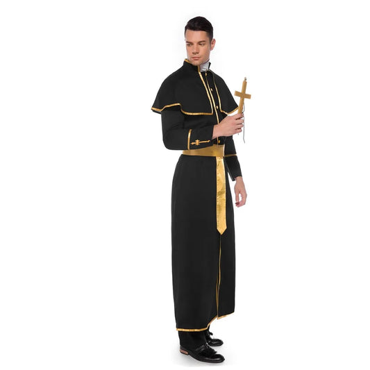 Hombre adulto Sacerdote clásico Pastor Cosplay Disfraz Fiesta de Halloween Monja Jesucristo María Sacerdote Drama Clérigo Vestido de fantasía