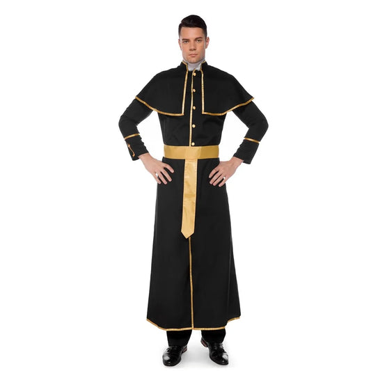 Hombre adulto Sacerdote clásico Pastor Cosplay Disfraz Fiesta de Halloween Monja Jesucristo María Sacerdote Drama Clérigo Vestido de fantasía