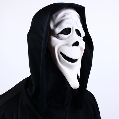 Película de Halloween de calidad, grito, máscara facial de terror, máscaras de fantasmas realistas espeluznantes, pegar la lengua fuera, divertido, aterrador, cosplay, accesorios de disfraz