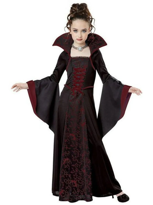 Disfraz de cosplay de vampiro de bruja negra de Halloween para niños y niñas, disfraz de carnaval
