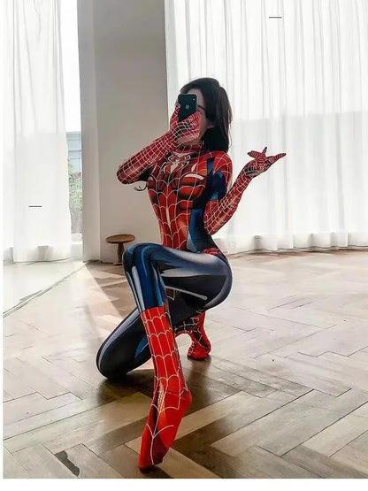 Sexy Black Cat Superhero Cosplay  Spider Women Halloween