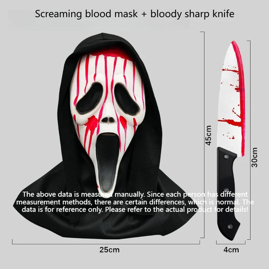Película de Scream, fantasma de la Muerte , asesino, con cuchillo.