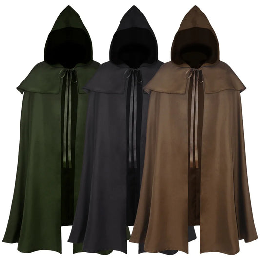 Hobbit medieval, capa de cosplay, disfraz abrigo con capucha  para mujeres, abrigo de capa gótico vintage, trinchera larga, capa de mago de Halloween