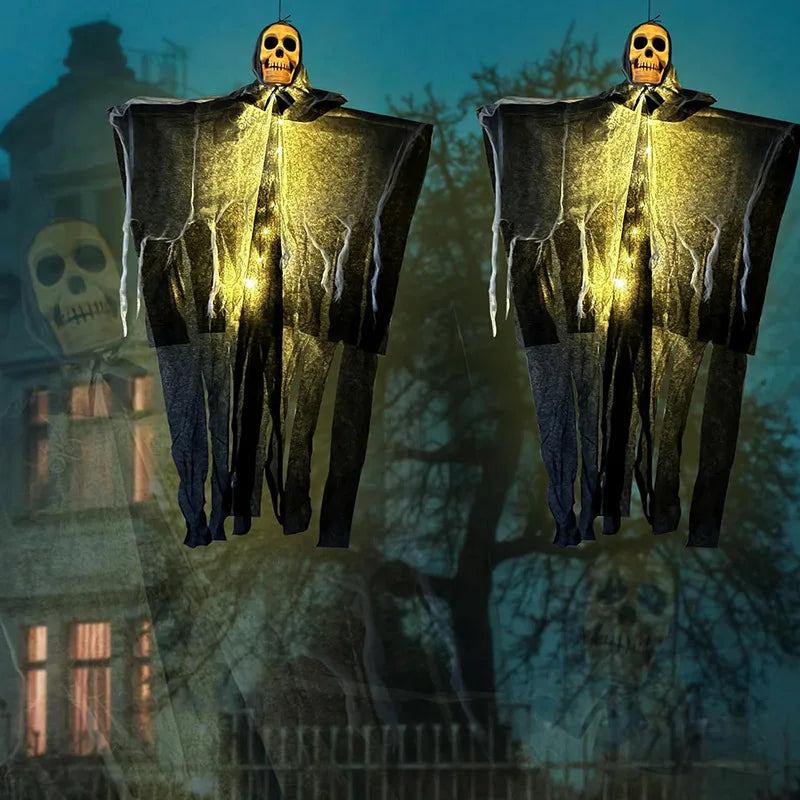 1 piezas de Halloween, calavera brillante, esqueleto, gasa, fantasma colgante, hogar, jardín al aire libre, decoración, fiesta de Halloween, horror, fantasma, accesorios 2025