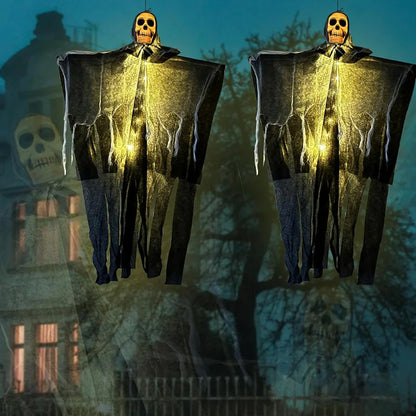 1 piezas de Halloween, calavera brillante, esqueleto, gasa, fantasma colgante, hogar, jardín al aire libre, decoración, fiesta de Halloween, horror, fantasma, accesorios 2025
