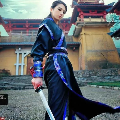 Antiguo traje de héroe masculino chino, ropa tradicional de espadachín, artes marciales vintage, vestido de cosplay de asesino, hombres y mujeres, Hanfu