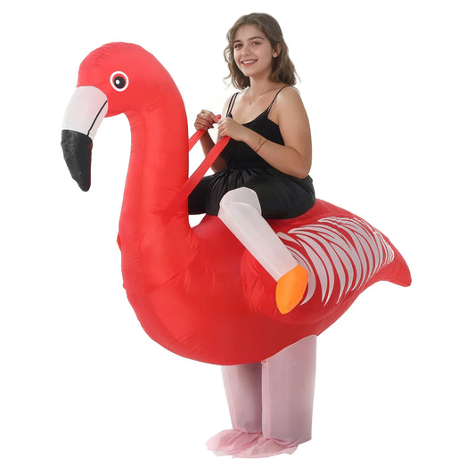 Disfraz de flamenco inflable para adultos, traje divertido de flamenco rosa para Navidad, cosplay, carnaval, ropa de fiesta de Halloween de lujo