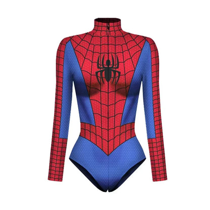 Body de superhéroe Spiderman para mujer Capitán América Cosplay Impresión 3D Traje de baño de manga larga Disfraces de carnaval de Halloween para adultos