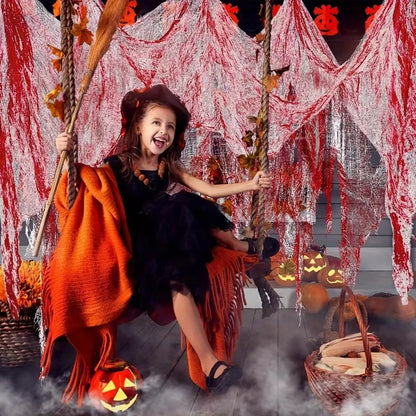 Decoraciones de gasa sangrienta de Halloween, vendaje de tela sangrienta de terror, cortinas de puerta, accesorios de fiesta de casa encantada de Halloween