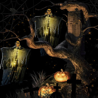 1 piezas de Halloween, calavera brillante, esqueleto, gasa, fantasma colgante, hogar, jardín al aire libre, decoración, fiesta de Halloween, horror, fantasma, accesorios 2025