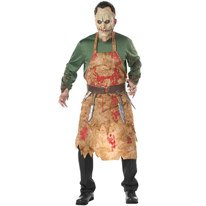 Disfraz de Halloween Disfraces de fiesta Hombres adultos Terror Sangre de miedo Zombie Carnicero Disfraz de chef Disfraz de cosplay con máscara Terrible