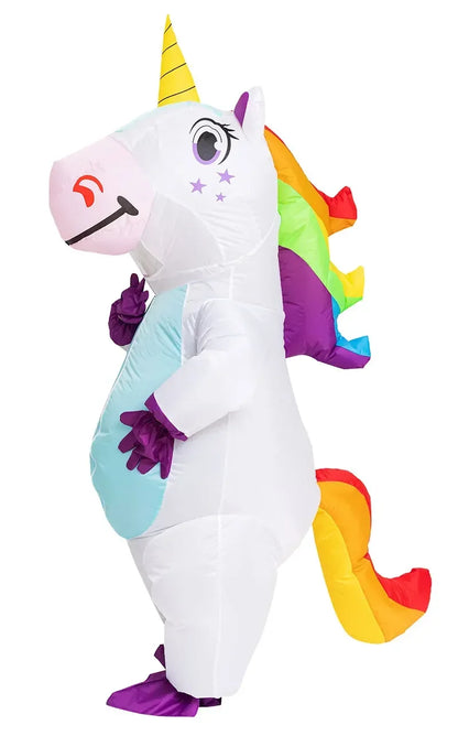 Disfraz inflable de unicornio para adultos, niños, arco iris, disfraces de Halloween para mujeres, hombres, mascotas de carnaval para adultos, cosplay de Navidad de Purim