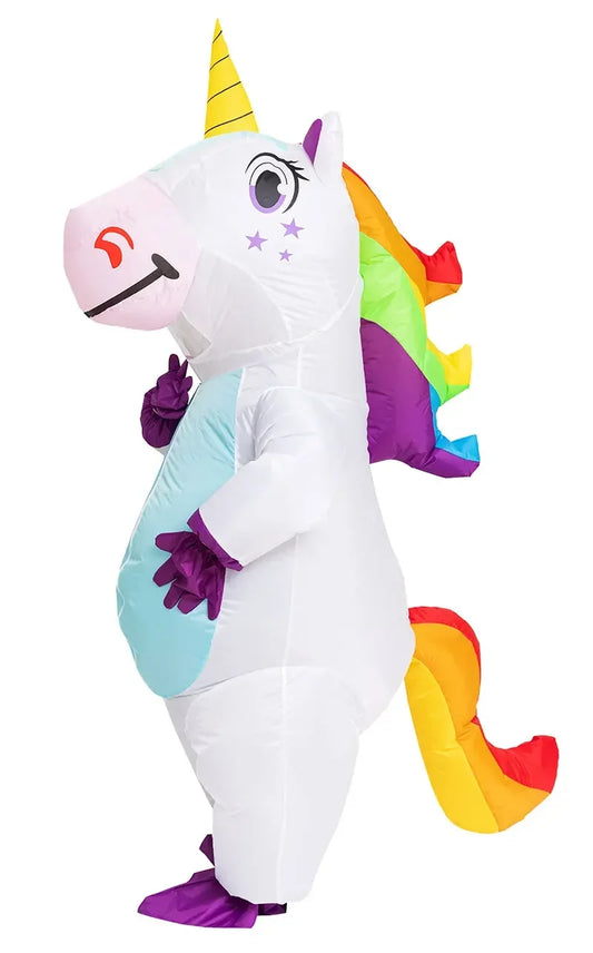 Disfraz inflable de unicornio para adultos, niños, arco iris, disfraces de Halloween para mujeres, hombres, mascotas de carnaval para adultos, cosplay de Navidad de Purim