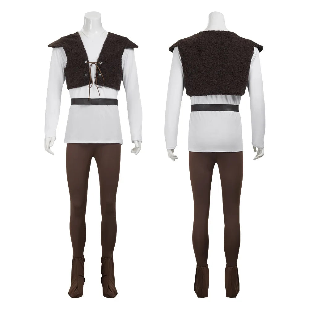 Disfraz de Shrek para hombre, camisa, chaleco, pantalones, conjunto completo, traje de Halloween