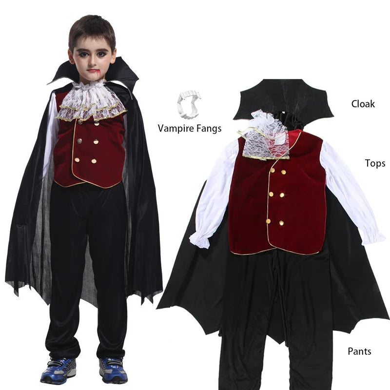 Disfraces de fantasía de Halloween para niños, novia fantasma gótica, vampiro rojo y cosplay del día de los muertos, niñas y niños