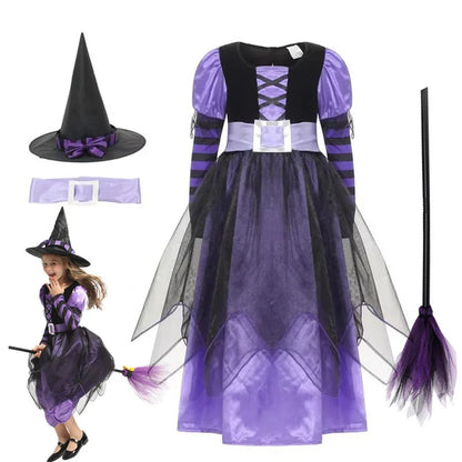 Disfraces de Halloween Vestido de bruja para niñas Niños Carnaval Vampirina Dress Up Cosplay Vampiro Calabaza Ropa de fiesta