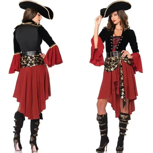 Disfraz de Capitán de Piratas del Caribe femenino de Purim Cosplay de Halloween