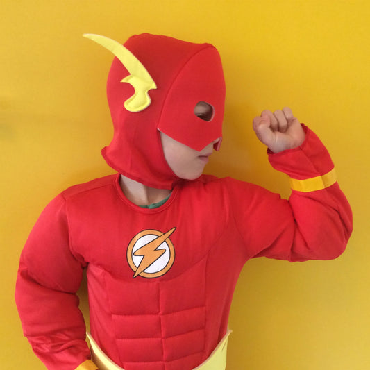 Fantasía Disfraces de Halloween Disfraces para niños Ropa de cosplay para niños Flash Muscle Niños CAMISA Cómic Superhéroe Disfraz