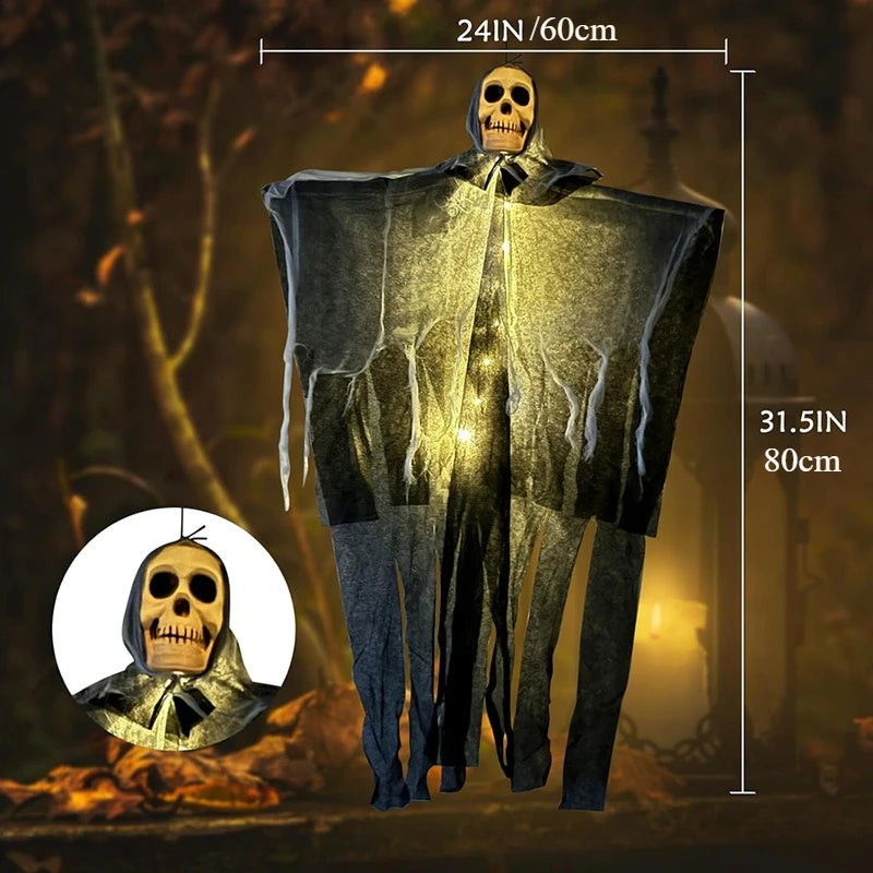 1 piezas de Halloween, calavera brillante, esqueleto, gasa, fantasma colgante, hogar, jardín al aire libre, decoración, fiesta de Halloween, horror, fantasma, accesorios 2025