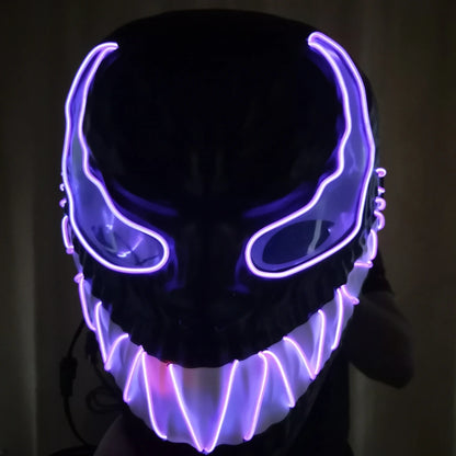 Diseño de superhéroe Luminoso Led Neón Cosplay Veneno Película Máscara Halloween