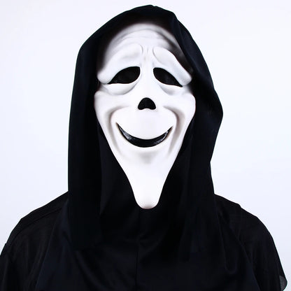 Película de Halloween de calidad, grito, máscara facial de terror, máscaras de fantasmas realistas espeluznantes, pegar la lengua fuera, divertido, aterrador, cosplay, accesorios de disfraz