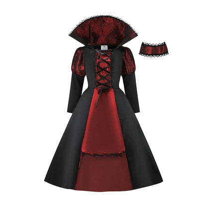 Disfraces de fantasía de Halloween para niños, novia fantasma gótica, vampiro rojo y cosplay del día de los muertos, niñas y niños