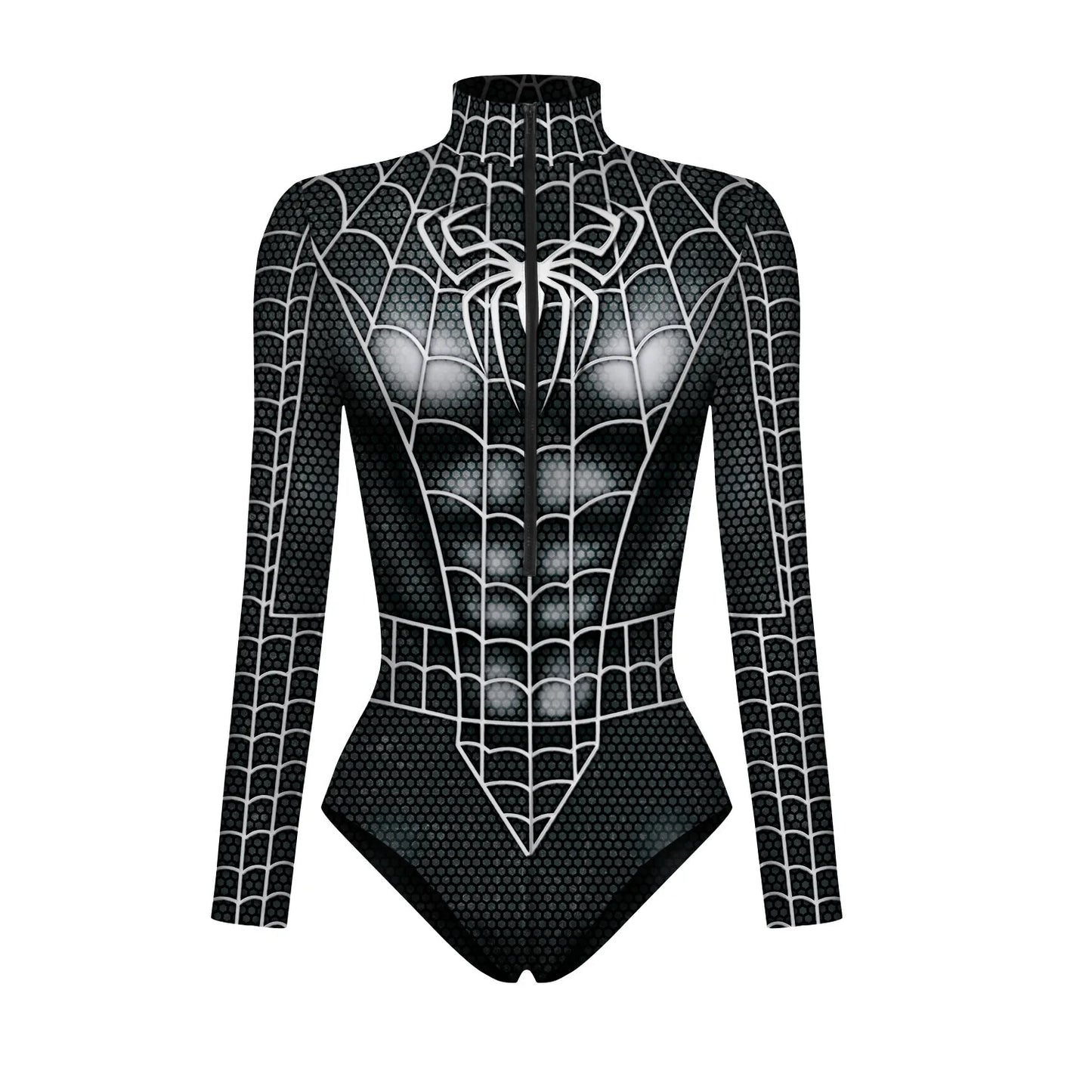 Body de superhéroe Spiderman para mujer Capitán América Cosplay Impresión 3D Traje de baño de manga larga Disfraces de carnaval de Halloween para adultos