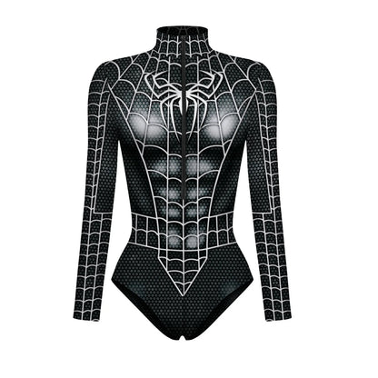 Body de superhéroe Spiderman para mujer Capitán América Cosplay Impresión 3D Traje de baño de manga larga Disfraces de carnaval de Halloween para adultos