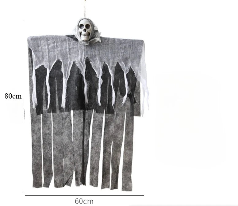 1 piezas de Halloween, calavera brillante, esqueleto, gasa, fantasma colgante, hogar, jardín al aire libre, decoración, fiesta de Halloween, horror, fantasma, accesorios 2025